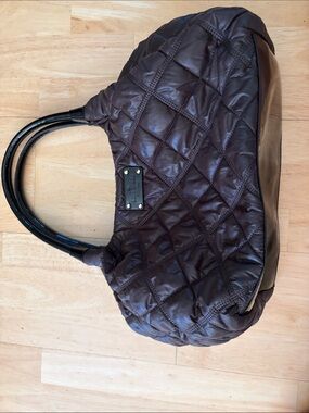kate spade Quilted Dark Brown Hobo with Black Handles